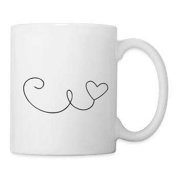 Herz Schwung Linie - Tasse - Weiß - Rechts