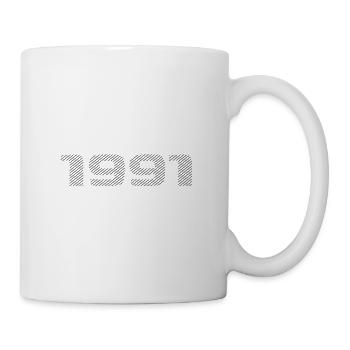 Geboren 1991 Retro Stripe Modernes Geburtstagsdesign - Tasse - Weiß - Rechts