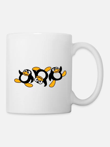 Trois pingouins breakdance Danse Fête Musique amusante - Mug blanc - blanc