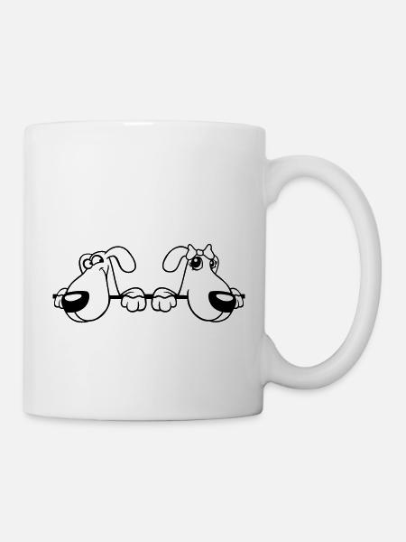 2 Hunde Team Zwei Freunde Liebe Pärchen Verliebt - Tasse - Weiß