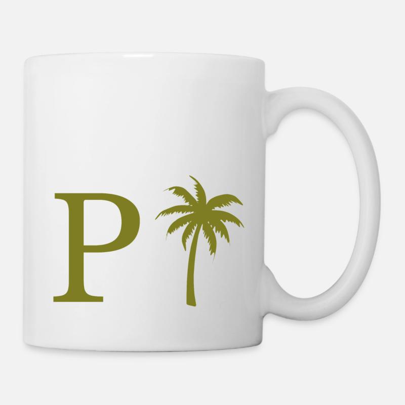 Lettre p vert Palm - Mug blanc - blanc