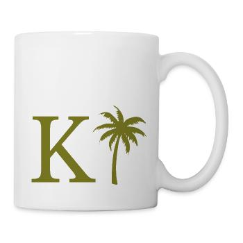 Buchstabe k Grüne Palme - Tasse - Weiß - Rechts