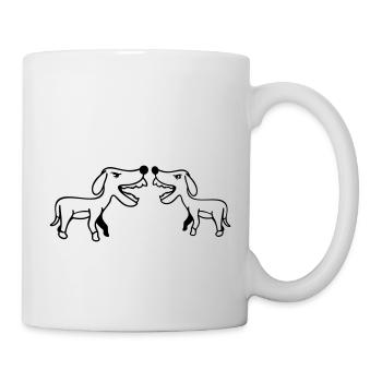 2 chiens aboient bruyamment à l’équipe de morsure Nasty Fight - Mug blanc - blanc - Droite