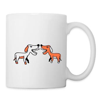 2 chiens aboient bruyamment à l’équipe de morsure Nasty Fight - Mug blanc - blanc - Droite