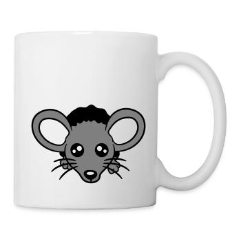 Maus Wand Loch Mauseloch Guckt Süß Lustig Comic - Tasse - Weiß - Rechts