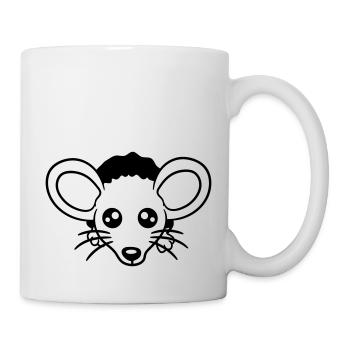 Maus Wand Loch Mauseloch Guckt Süß Lustig Comic - Tasse - Weiß - Rechts