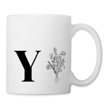Minimalistische Blumen - Tasse - Weiß - Rechts
