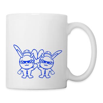 2 Hasen Sonnenbrille Cappy Krawatte Mütze Freunde - Tasse - Weiß - Rechts