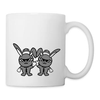 2 Hasen Sonnenbrille Cappy Krawatte Mütze Freunde - Tasse - Weiß - Rechts