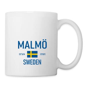Malmö - Schweden - Sverige - Flagge - Koordinaten - Tasse - Weiß - Rechts