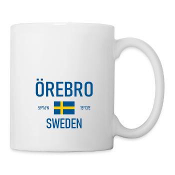 Örebro - Sweden - Sverige - Flag - Coordinates - Mug - white - Right