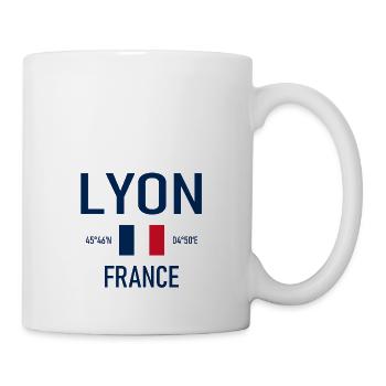Lyon - France - France - Drapeau - Coordonnées - Mug blanc - blanc - Droite