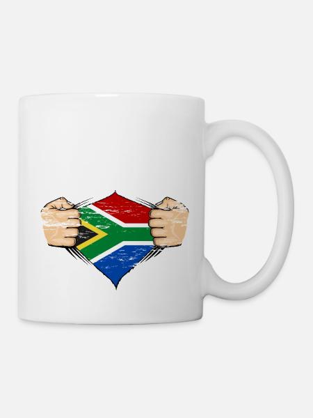 Südafrika Flagge Design used - Tasse - Weiß