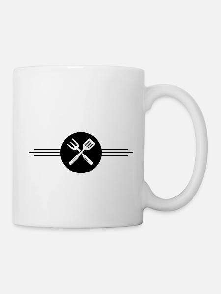 Grill Besteck Symbol - Tasse - Weiß