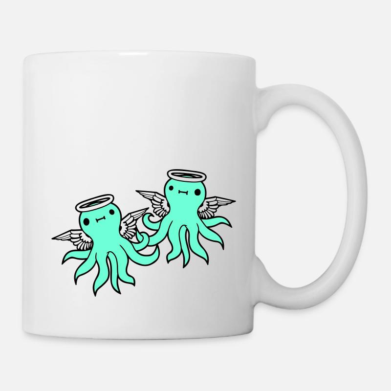 2 Oktopus Engel Team Freunde Flügel Heiligenschein - Tasse - Weiß