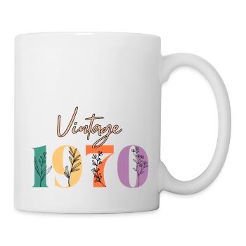 Vintage 1970 florale - Mug blanc - blanc - Droite