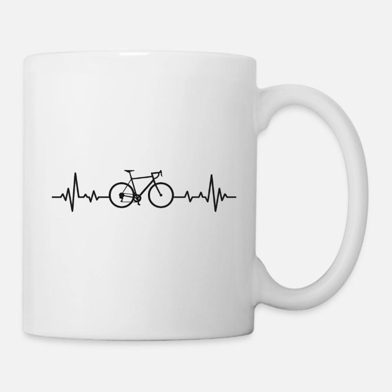 Motif de battement de cœur de cycliste - Mug blanc - blanc
