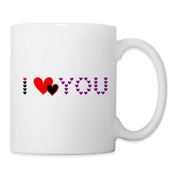 Heart Design Purple Love Hearts - Mug - white - Right