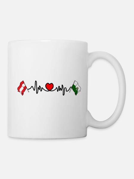 Steiermark-Flaggen mit Herzschlag - Tasse - Weiß