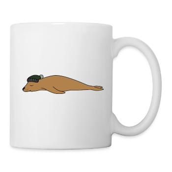 Cute Sleeping Seal Beanie Hat Simple Animal Sketch - Mug - white - Right