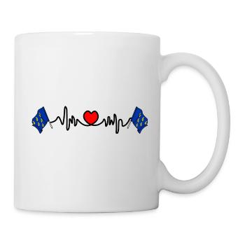 Drapeau du West Sussex + battement de cœur & cœur - Mug blanc - blanc - Droite