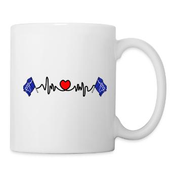 Drapeau Tyne and Wear avec battement de cœur et cœur - Mug blanc - blanc - Droite