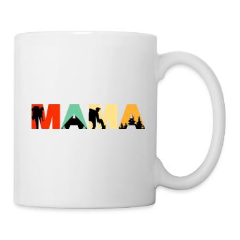 Mama Camping Retro Sunset Hiking Silhouette - Tasse - Weiß - Rechts