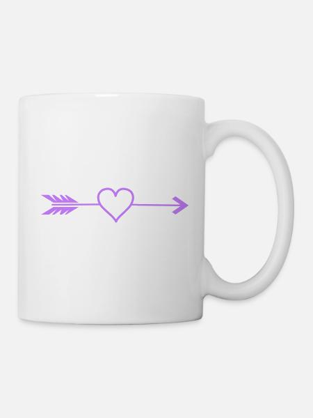 Herz Pfeil in Lila - Tasse - Weiß