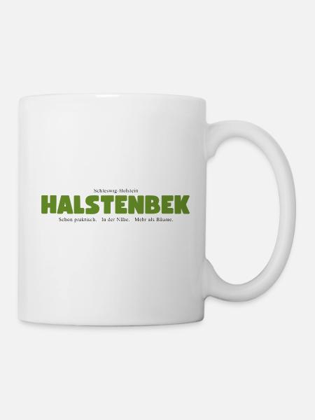 Halstenbek, als grüner Slogan - Tasse - Weiß