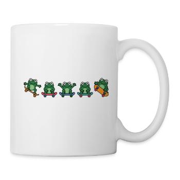 Rangée de grenouilles en skateboard - Mug blanc - blanc - Droite