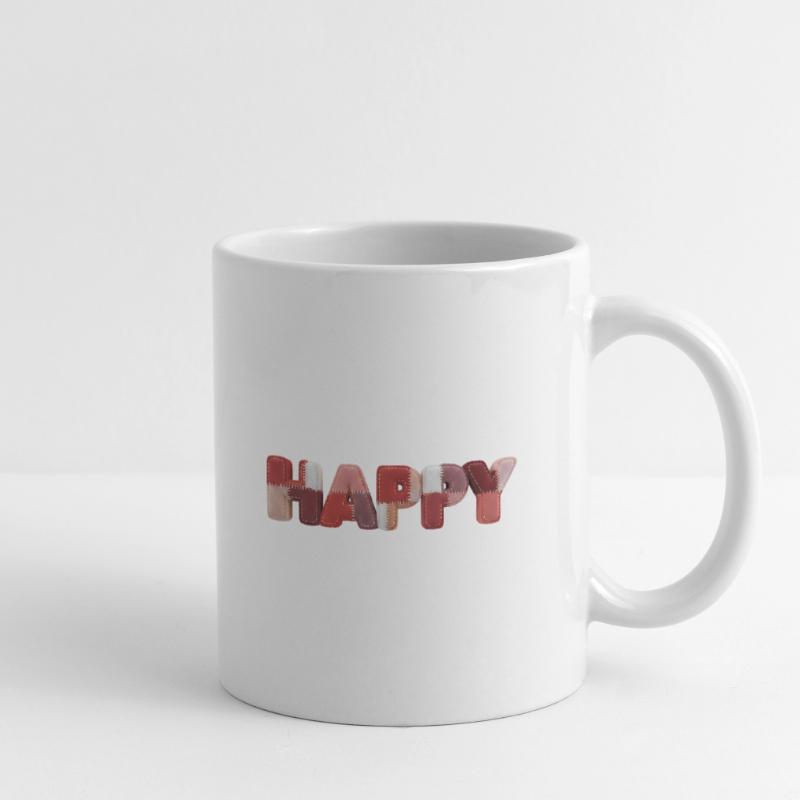 Happy Patchwork Design Fabric Patchwork Look Mug