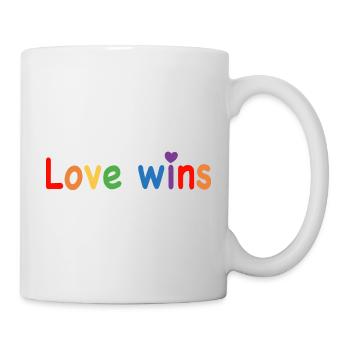 L’amour gagne le cadeau LGBTQ en disant - Mug blanc - blanc - Droite