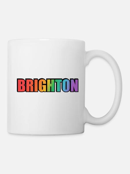 Brighton UK LGBTQ Rainbow Gay Pride - Tasse - Weiß