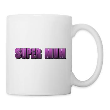 Schriftzug Super Mum für die beste Mutter - Tasse - Weiß - Rechts