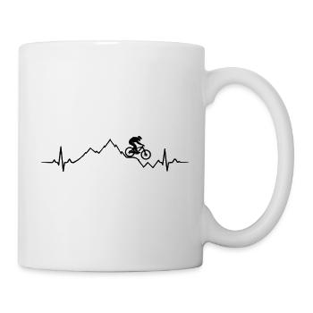 VTT, ECG, battement de cœur, saut en montagne en VTT - Mug blanc - blanc - Droite