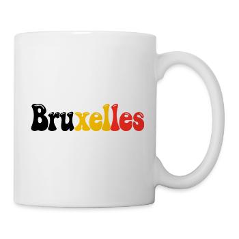Brüsseler Belgische Flagge Retro-Typografie - Tasse - Weiß - Rechts