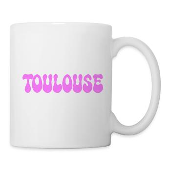 Toulouse, neonrosa Blasenbuchstaben - Tasse - Weiß - Rechts