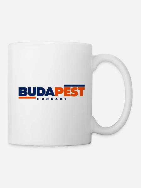 Budapest – Zweifarbiges Typografie-Motiv - Tasse - Weiß
