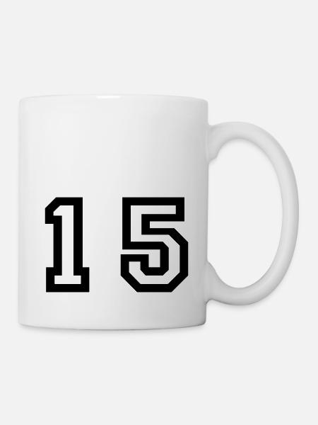 Nummer - 15 - fünfzehn - Tasse - Weiß