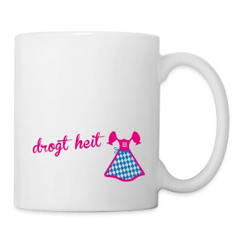 Dirndl drogt Freundin - Tasse - Weiß - Rechts