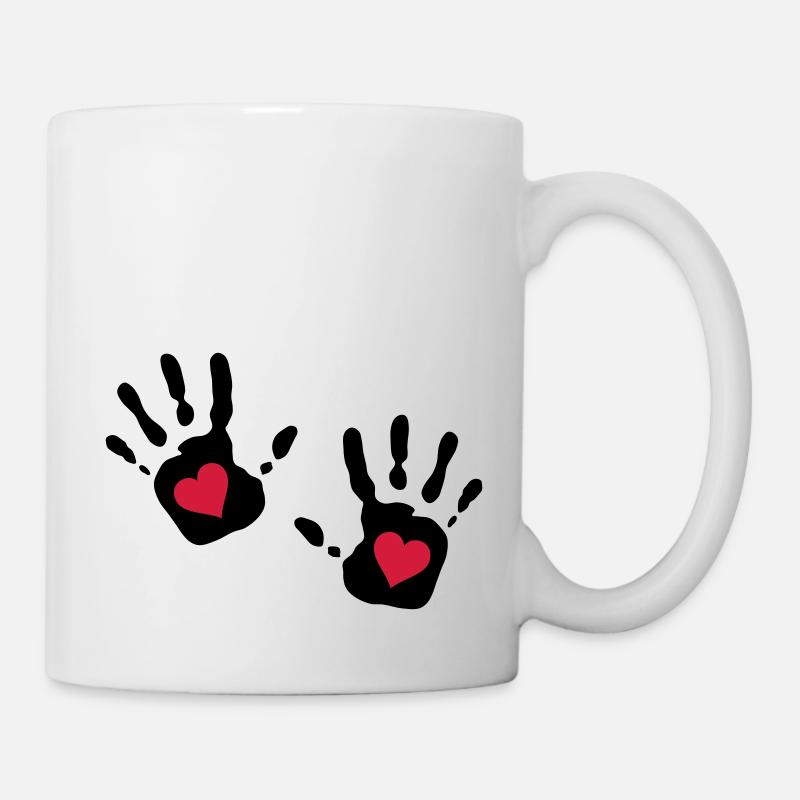 Double Handprint Red Heart - Mug - white