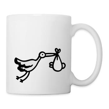 Storch + Baby - Tasse - Weiß - Rechts