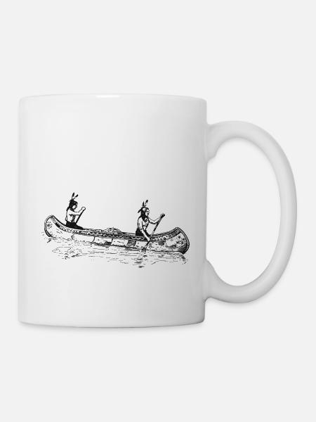 Indianer-im-Kanu-einzel-0 - Tasse - Weiß