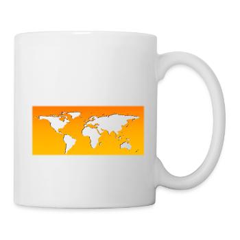 Carte du monde orange transparent - Mug blanc - blanc - Droite