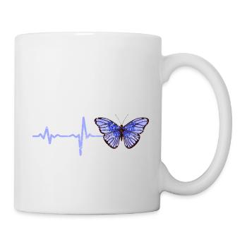 Heartbeat Schmetterling blau Geschenk - Tasse - Weiß - Rechts
