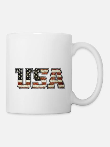 USA Typo Flag (oldstyle) - Tasse - Weiß