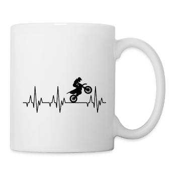 Heartbeat ECG Motocross Motorcycle Biker Two-Wheeler - Mug - white - Right