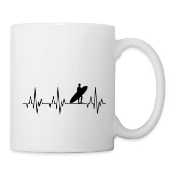 Herzschlag Surfing Surfer Surfboard Wellenreiten - Tasse - Weiß - Rechts