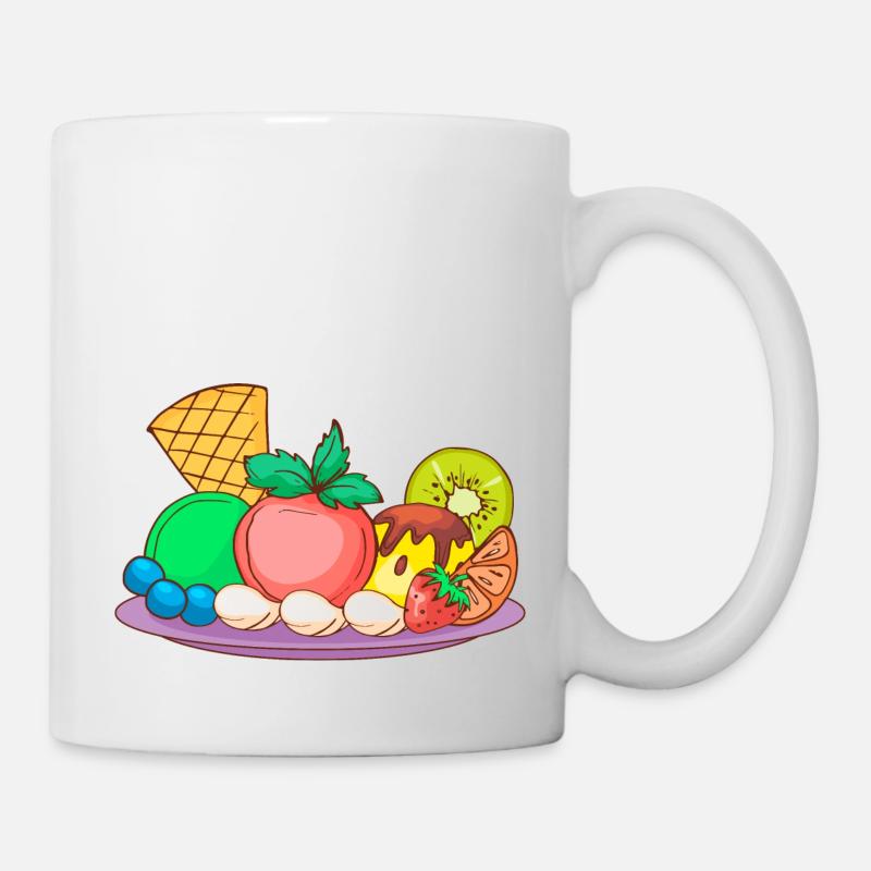 Crème glacée, crème glacée, crème glacée, crème glacée, boule, crème glacée, sundae - Mug blanc - blanc