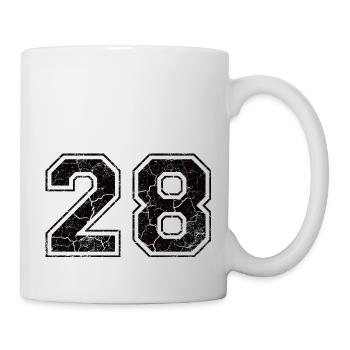 Zahl 28 im Used Look - Tasse - Weiß - Rechts